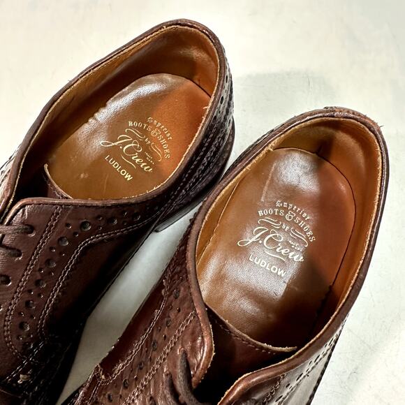 EXCELLENT Grant Stone x J. Crew Ludlow Longwing Wingtip Derby Bench Made 8 D - Picture 8 of 13